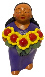 Mexican Gorda Pottery Figure 12” Folk Art Terracotta Gordita Girl Woman - Picture 1 of 8