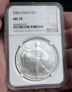 2006 American 1 troy oz .999 Fine Silver Eagle Bullion Coin - NGC MS 70 - Picture 1 of 4