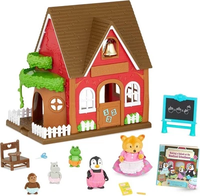 Li'l Woodzeez Woodland Schoolhouse Dollhouse Playset - Imaginative Learning Fun! - Image 1 of 4