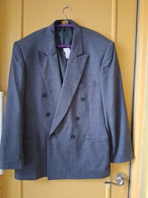 Vintage Made In USA Herringbone Wool Dble Breast Blazer Jacket Sport Coat Lapel! - Image 1 of 4