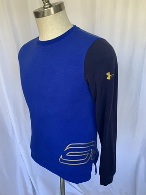 UNDER ARMOUR "HeatGear" Boys Long Sleeve Colorblock Tshirt Blue/Black, XL Loose - Image 1 of 4