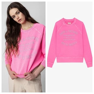 Cappotto donna francese Zadig & Voltaire nuovo ricamo lettera rosa con cappuccio SML - Foto 1 di 19