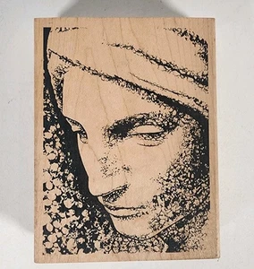 Vtg Virgin Mary Rubber Stamp Mother Mary Guadalupe Grecian Woman Large Scale  - Picture 1 of 8