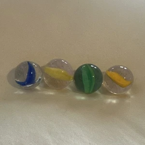 4 Peltier "Banane" Cat's Eye Shooter Murmeln 15/16-31/32" Near Mint - Bild 1 von 3