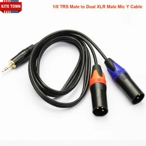 1/8 TRS Male to Dual XLR Male Microphones Stereo Splitter Y Cable Adapter - Picture 1 of 4