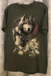 The Mountain Wolf T-Shirt Gr. Medium Grün Vintage Ende 90’er - Bild 1 von 4