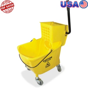 Mop Bucket Wringer Combo 26-35 Qt Smooth Surface Easy Mobility Cleaning Tool New - Picture 1 of 12