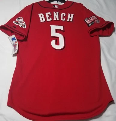 Authentic Majestic 44 LARGE, CINCINNATI REDS JOHNNY BENCH, ON FIELD Jersey RARE! - Image 1 of 4