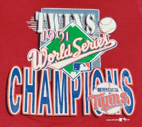 Vintage 1991 Minnesota Twins World Series Champion Single Stitch T Shirt USA XL Cover