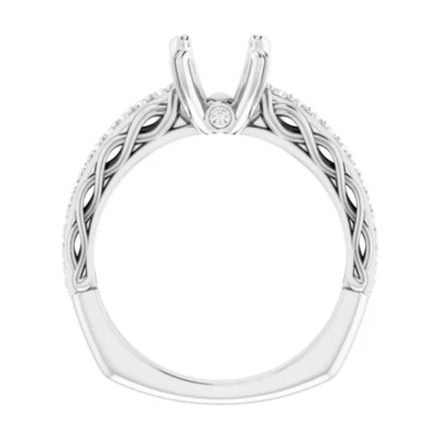 Emerald Cut 8×6mm Semi Mounting Natural Diamond Engagement Ring Setting Platinum - Image 1 of 4