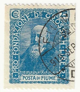 1919 Fiume - 25 c. + 2 C. azzurro Dr. Grossich non dentellato verticale usato - Picture 1 of 2