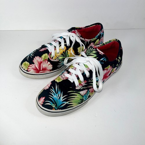 Scarpe da skateboard Vans Hawaiian da donna nere tropicali floreali taglia 10