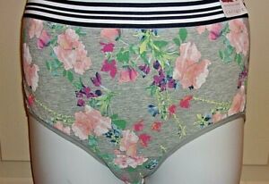 NEW Cacique Cotton  Full Brief Gray w/Pink Watercolor Floral 18/20 1X CF190904