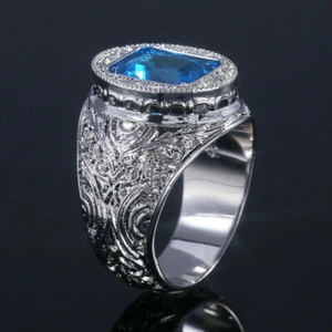 Damen-Ring ansehenswerte Ring Filled Sterling Silber 925 Edelstein blaue Topas - Bild 1 von 3