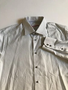 Camicia elegante Robert Graham blu chiaro grigio usata in ottime condizioni uomo taglia 42 large - Foto 1 di 8