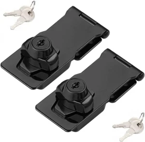 2 Packs Keyed Hasp Locks Twist Knob Keyed Locking Hasp for Small Doors, Cabinets - Picture 1 of 12