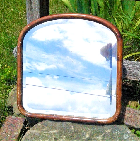Antique Grain Painted Beveled Shaving Mirror Cover
