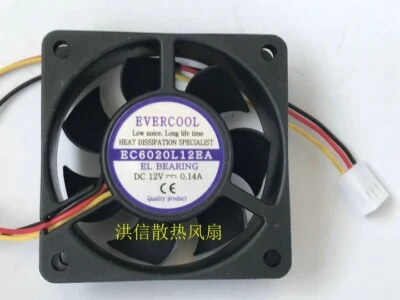 EVERCOOL EC6020L12EA DC12V 0.14A 60*20MM 60mm 3-wire silent fan 3pin - Image 1 of 2