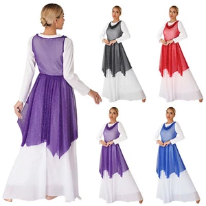 FEESHOW Women's Praise Dance Overlays Liturgical Worship Tunics Lyrical AU - Picture 1 of 32