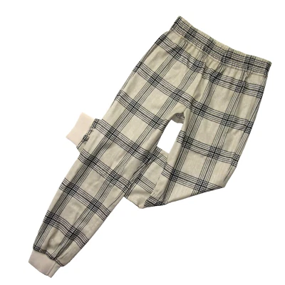 Calça jogger Alice + Olivia Pete in Bone xadrez metálica nova com etiquetas XS - Imagem 1 de 4