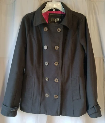 Abrigo Rue 21 Doble Pecho Lana Guisante Negro Para Mujer Talla Grande Foto 1 de 4