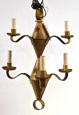 Lámpara de araña de 6 brazos de hojalata perforada Teniente Moses Willard, nuevo stock muerto Foto 1 de 4