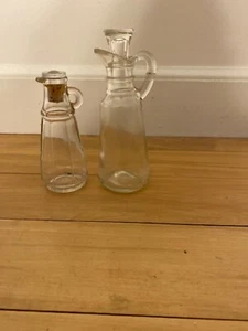 Vintage Clear Glass Cruet Bottles  - set of two - Picture 1 of 2
