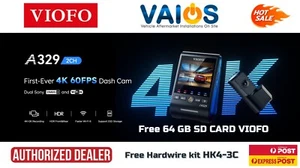 VIOFO A329 4K 60FPS 2 CHANNELS SONY STARVIS+VIOFO 64SD CARD+HARDWIRE KIT - Picture 1 of 13