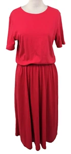 Lands' End Women's Dress Size M Petite Red Cotton Jersey Maxi Used F1 - Picture 1 of 10