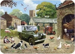 Down on the Farm Landrover Tuftop Worktop Saver Glass Chopping Board various siz - Picture 1 of 1