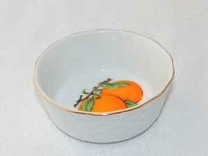 Small Porcelain Trinket or Desert/ Fruit Bowl w/Gold-tone Trim & Florida Oranges - Picture 1 of 7