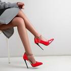 Women's Sexy Party Pointed Toe Metal Ankle Strap Super High Heels Stiletto Shoe
