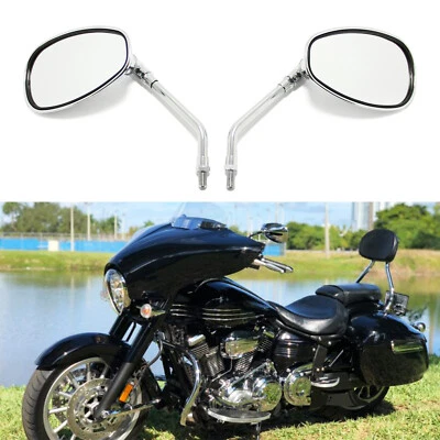 Espejos retrovisores laterales cromados para motocicleta 10 mm para Kawasaki Vulcan 900 800 750 EE. UU. Foto 1 de 4