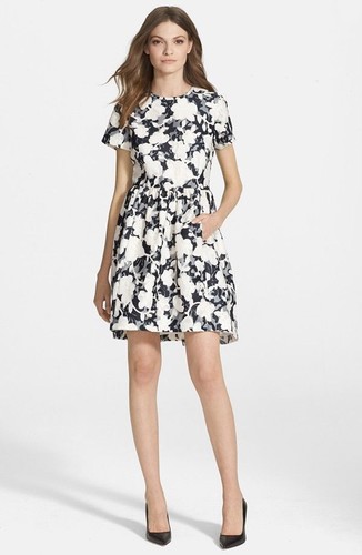 Abito Kate Spade grafico floreale pizzo manica corta ritaglio schiena fiocco tg 2 6 $548