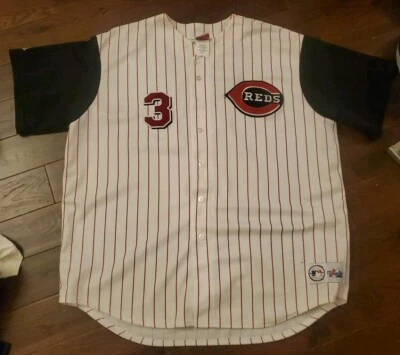 SWEET VINTAGE MAJESTIC KEN GRIFFEY JR CINCINNATI REDS PINSTRIPE JERSEY MEN'S 2XL - Image 1 of 4