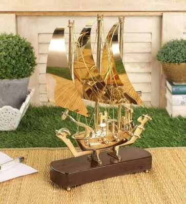 Classic Yacht with Wooden Base Sailboat Fully Built Nautical Decor 9*3*11.8 inch - Image 1 of 4
