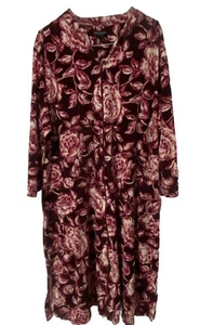 Miss Elaine Relax Women's Robe Nightgown Full Zip Velore Pink Red Floral Size 3X - Picture 1 of 11