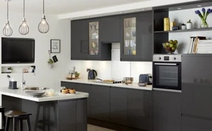 Howdens Discontinued Clerkenwell Gloss Graphite Kitchen Range - Picture 1 of 7