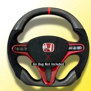 HONDA CIVIC FD2/FN2 TOP ROUND BOTTOM FLAT HYDRODIPPED STEERING WHEEL FOR 2006-12 - Picture 1 of 5