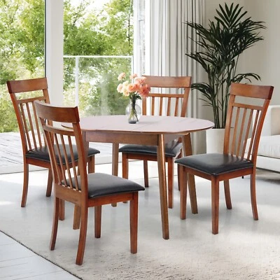 4 sillas cálidas estilo clásico de madera maciza con mesa redonda extensible Foto 1 de 4