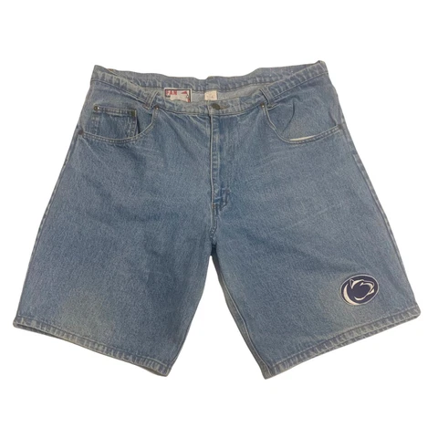 Sz L- Vintage 90’s True Fan Penn State Nittany Lions denim shorts men’s 36 RARE! Cover