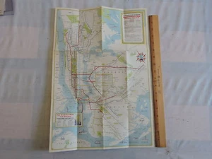 Orig 1946 New York City NYC Subway EL Transit Train Map  - Picture 1 of 4