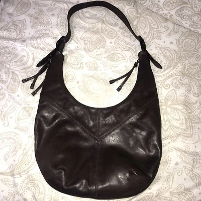 FRYE Shoulder Bag Dark Brown Soft LEATHER Hobo Purse Large Shopper Boho - Image 1 of 4