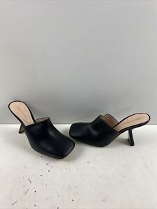 Nicholas Kirkwood Black Leather Square Toe High Heel Mules Women’s Size 39