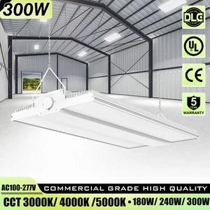 300W LED Linear High Bay Light Warehouse Indoor Ceiling Hanging Lamp 3000K-5000K - Picture 1 of 13
