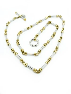 Scott Kay 18KYG & Platinum Bar & Band Toggle Necklace with Diamonds 17.5" - Image 1 of 4