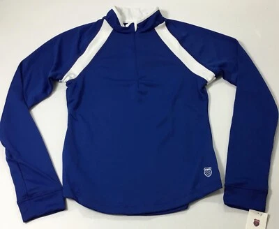 Camisa K-Swiss Mujer Manga Larga Media Cremallera 19760 Azul Blanco Talla S Foto 1 de 2