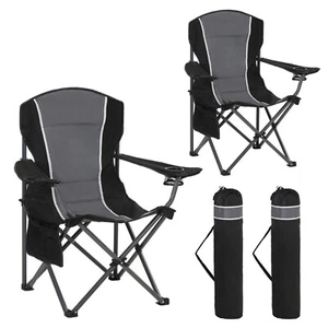 2Pack Camping Chair Oversized Folding Chairs with Cup Holder Heavy Duty Portable - Picture 1 of 11