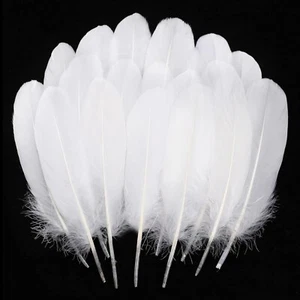 Natural White Goose Feathers 120Pcs 6-8 Inch Bulk Feathers for Craft Angel Wings - Picture 1 of 6