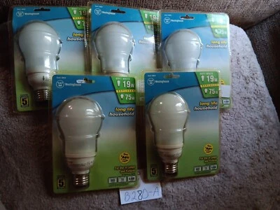 5 Westinghouse 36629 White Single 19 Watt White A21 Medium (E26) Cfl Bulbs - Image 1 of 2